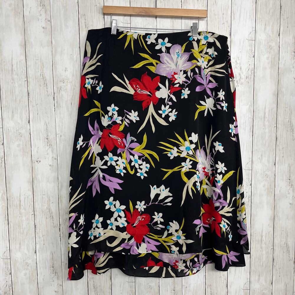 Rena Rowan Silk 2 Piece Floral Flowy Lightweight Ruffle Tank Top Skirt Set 20W - Picture 2 of 15
